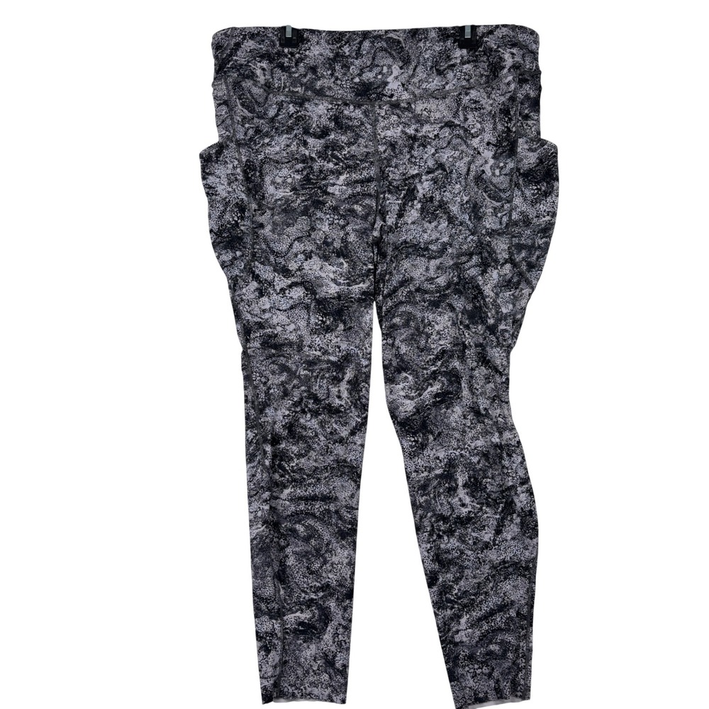 Lululemon Fast and Free Leggings Women Size 20 Grey Marble High Rise Pocket